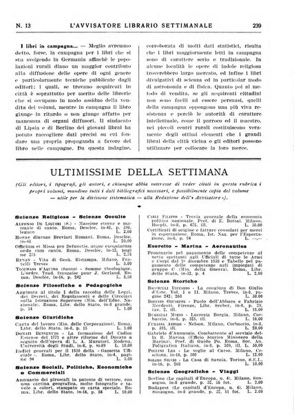 L'avvisatore librario settimanale bollettino bibliografico