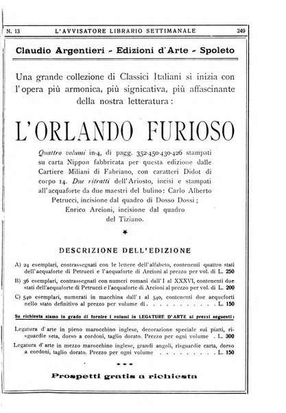 L'avvisatore librario settimanale bollettino bibliografico