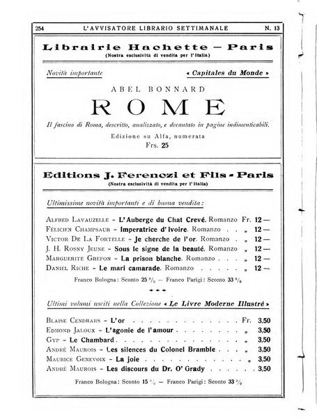 L'avvisatore librario settimanale bollettino bibliografico