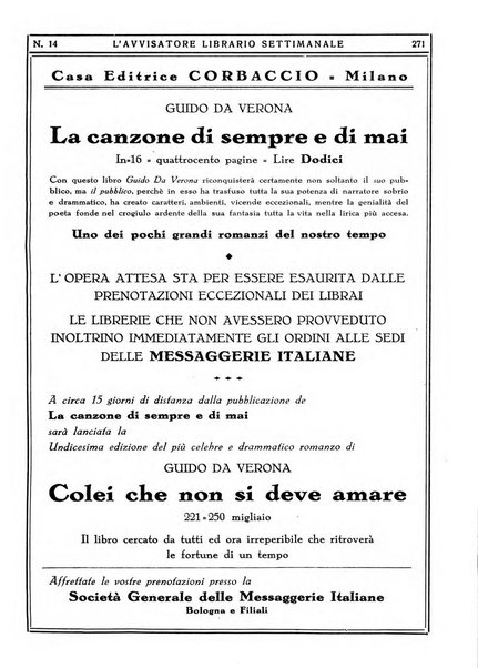 L'avvisatore librario settimanale bollettino bibliografico