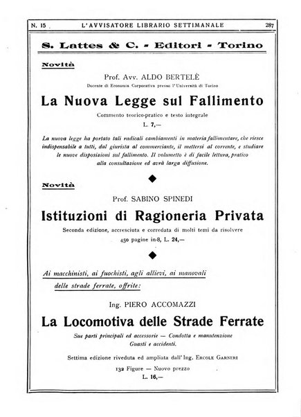 L'avvisatore librario settimanale bollettino bibliografico