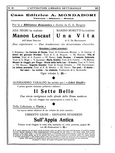 L'avvisatore librario settimanale bollettino bibliografico