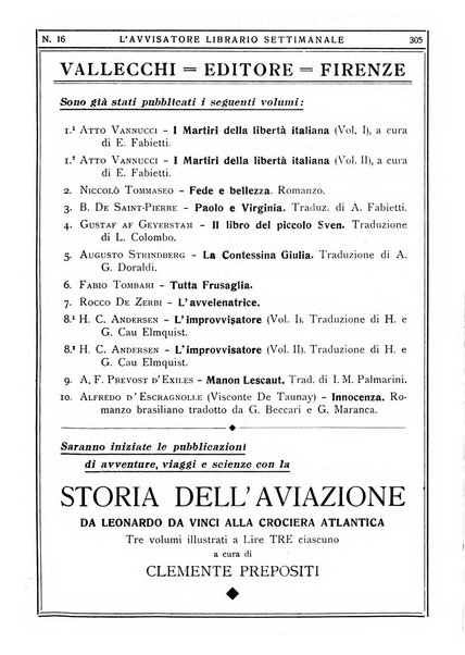 L'avvisatore librario settimanale bollettino bibliografico