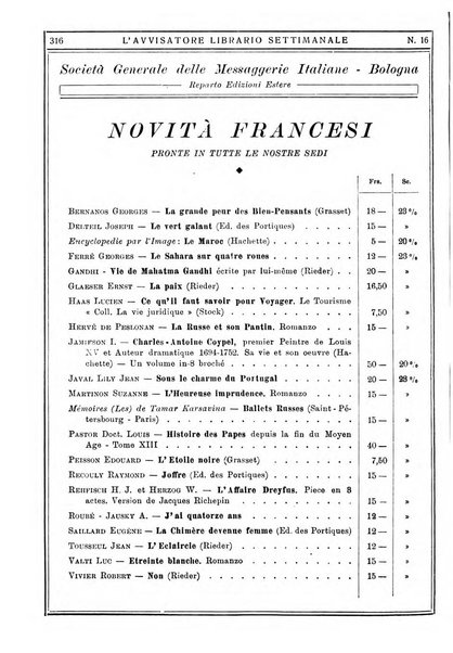 L'avvisatore librario settimanale bollettino bibliografico