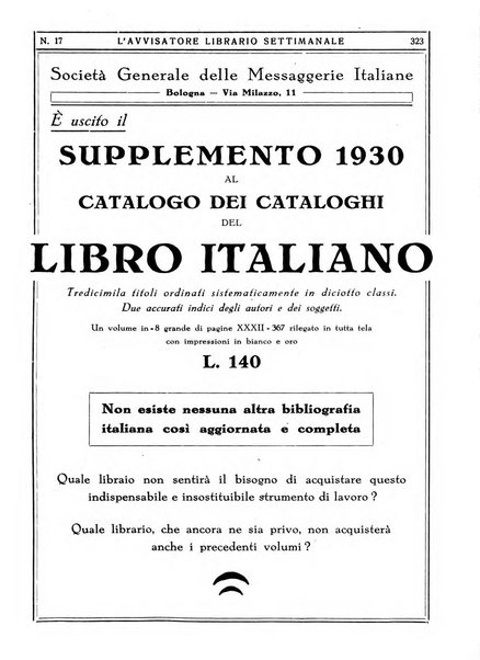 L'avvisatore librario settimanale bollettino bibliografico