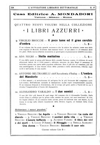 L'avvisatore librario settimanale bollettino bibliografico