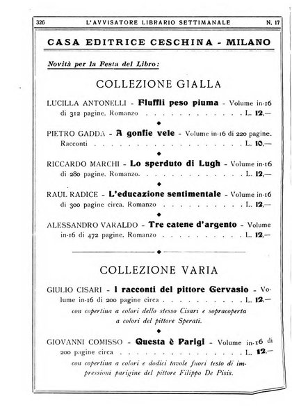 L'avvisatore librario settimanale bollettino bibliografico