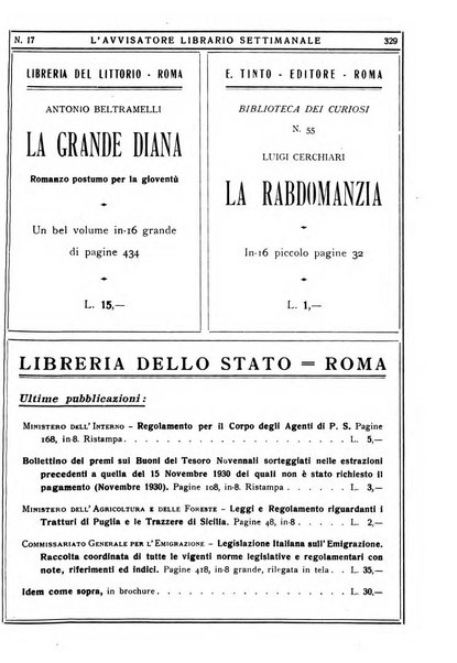 L'avvisatore librario settimanale bollettino bibliografico