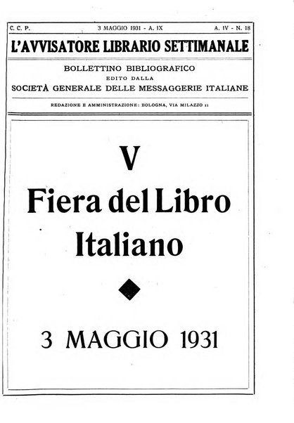 L'avvisatore librario settimanale bollettino bibliografico