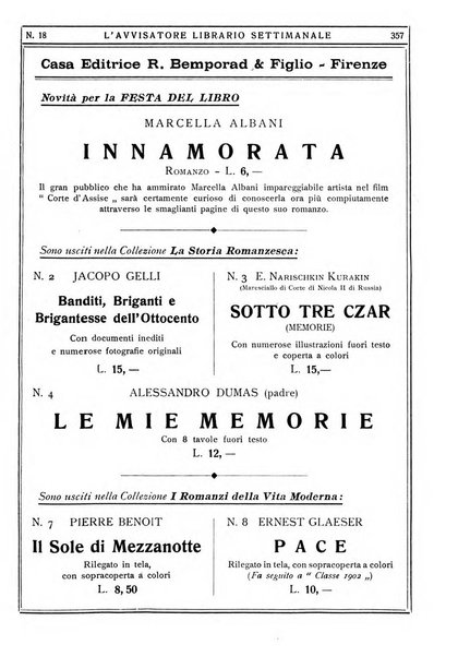 L'avvisatore librario settimanale bollettino bibliografico