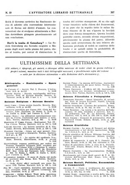 L'avvisatore librario settimanale bollettino bibliografico