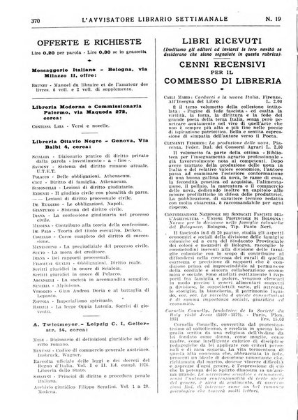 L'avvisatore librario settimanale bollettino bibliografico