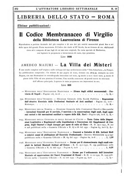 L'avvisatore librario settimanale bollettino bibliografico