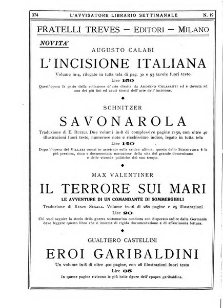 L'avvisatore librario settimanale bollettino bibliografico