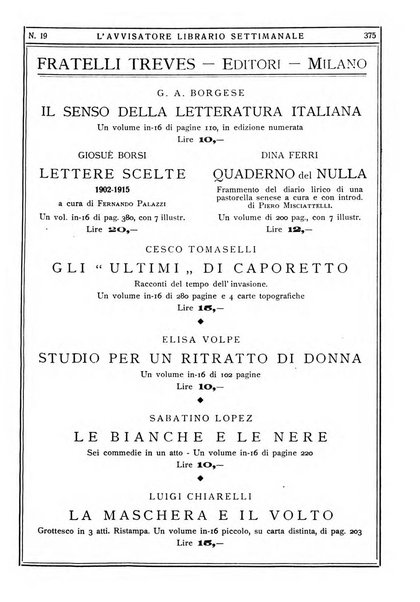 L'avvisatore librario settimanale bollettino bibliografico