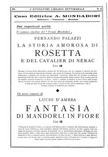 L'avvisatore librario settimanale bollettino bibliografico