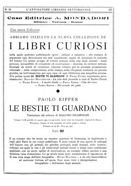 L'avvisatore librario settimanale bollettino bibliografico