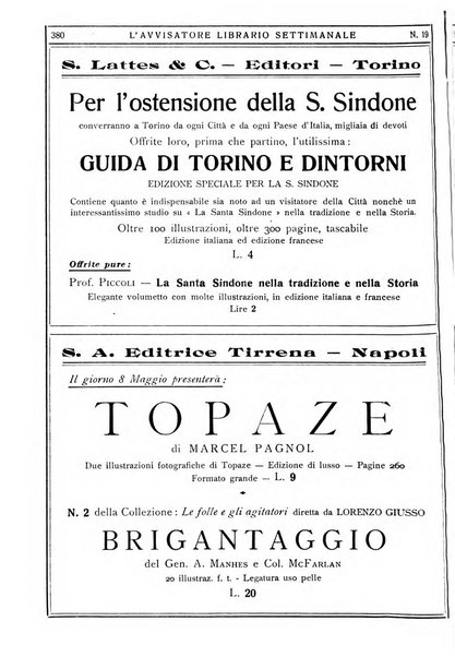 L'avvisatore librario settimanale bollettino bibliografico