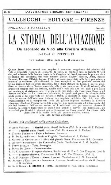 L'avvisatore librario settimanale bollettino bibliografico