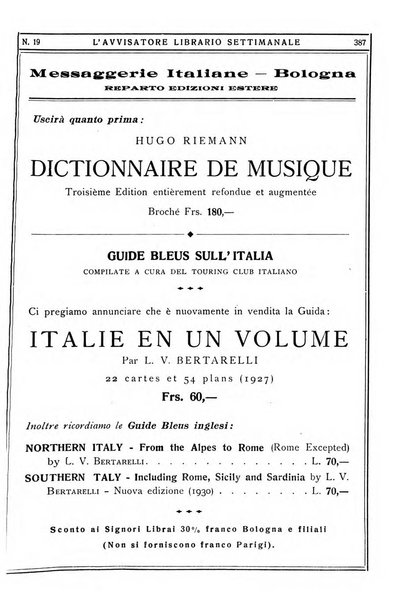 L'avvisatore librario settimanale bollettino bibliografico