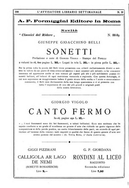 L'avvisatore librario settimanale bollettino bibliografico