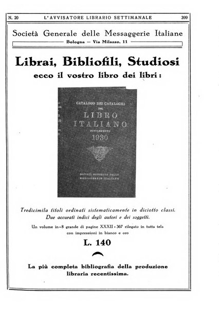 L'avvisatore librario settimanale bollettino bibliografico