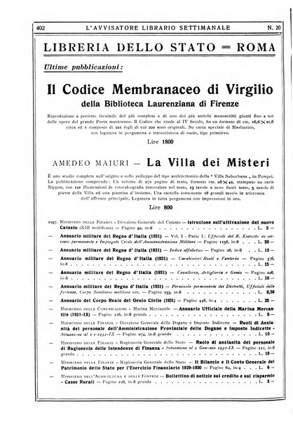 L'avvisatore librario settimanale bollettino bibliografico