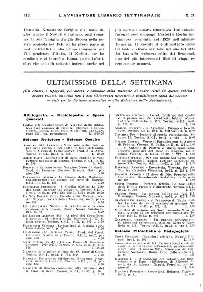 L'avvisatore librario settimanale bollettino bibliografico