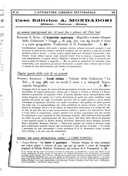 L'avvisatore librario settimanale bollettino bibliografico