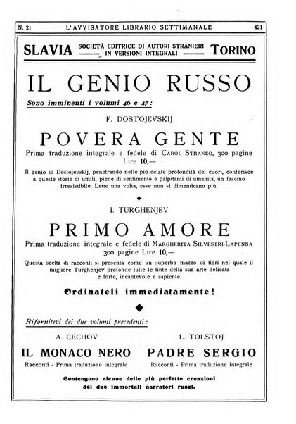 L'avvisatore librario settimanale bollettino bibliografico