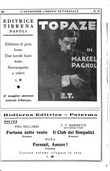 L'avvisatore librario settimanale bollettino bibliografico