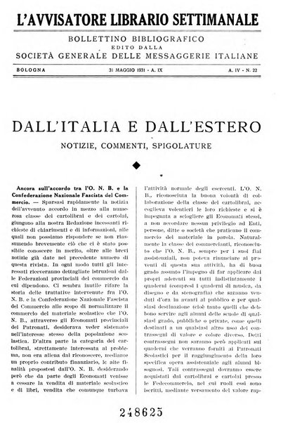 L'avvisatore librario settimanale bollettino bibliografico