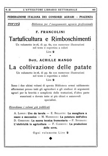 L'avvisatore librario settimanale bollettino bibliografico