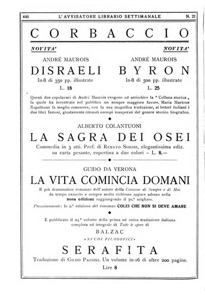 L'avvisatore librario settimanale bollettino bibliografico