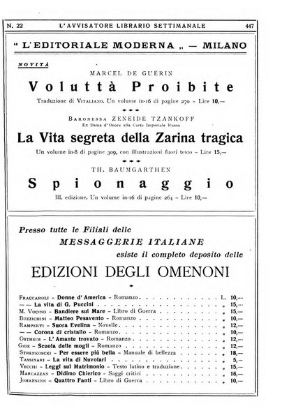 L'avvisatore librario settimanale bollettino bibliografico