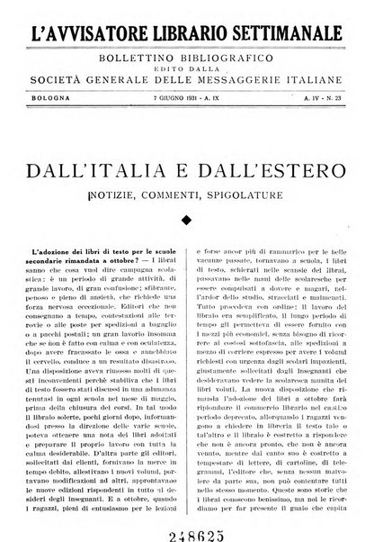 L'avvisatore librario settimanale bollettino bibliografico