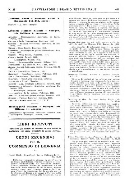 L'avvisatore librario settimanale bollettino bibliografico