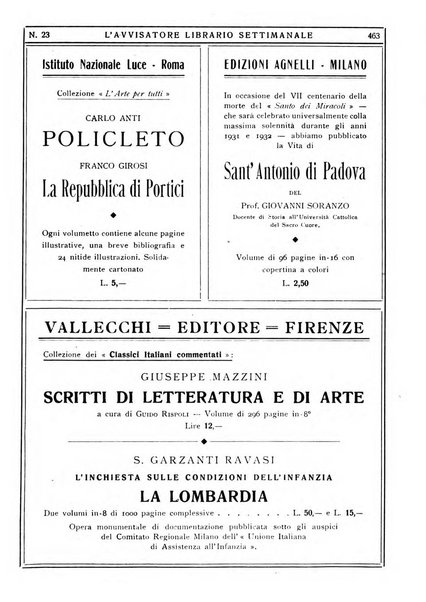 L'avvisatore librario settimanale bollettino bibliografico