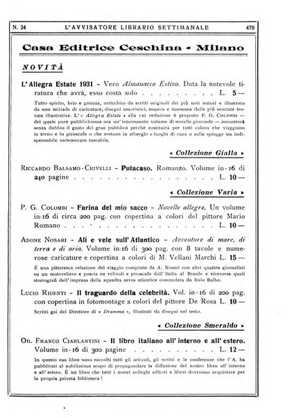 L'avvisatore librario settimanale bollettino bibliografico