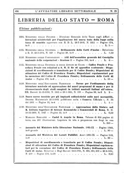 L'avvisatore librario settimanale bollettino bibliografico