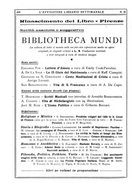 L'avvisatore librario settimanale bollettino bibliografico