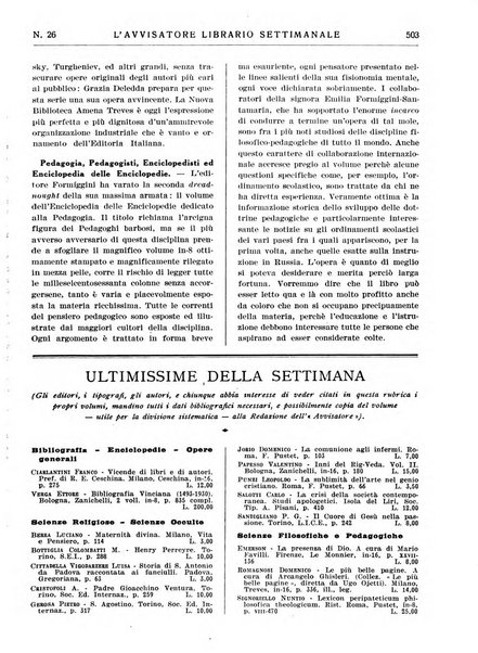 L'avvisatore librario settimanale bollettino bibliografico