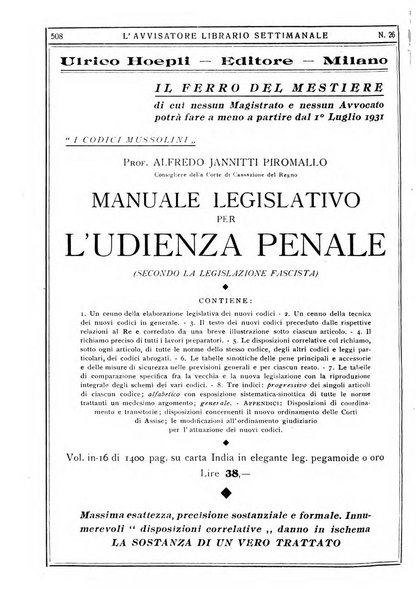 L'avvisatore librario settimanale bollettino bibliografico