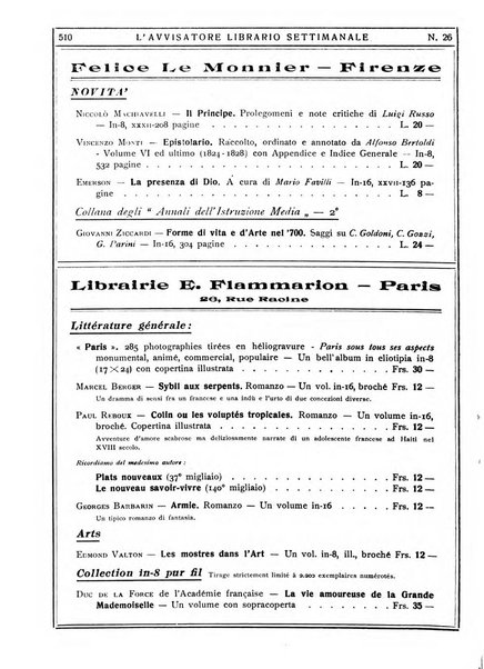 L'avvisatore librario settimanale bollettino bibliografico