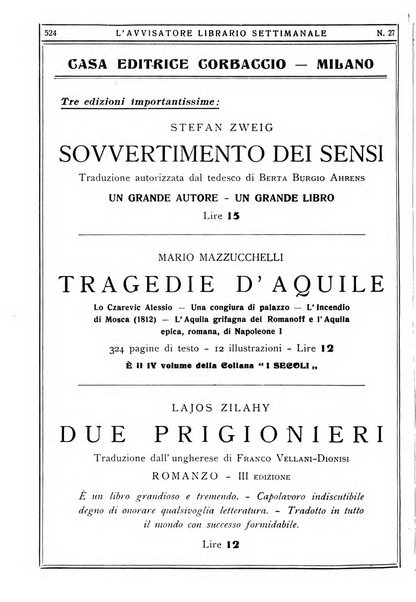 L'avvisatore librario settimanale bollettino bibliografico