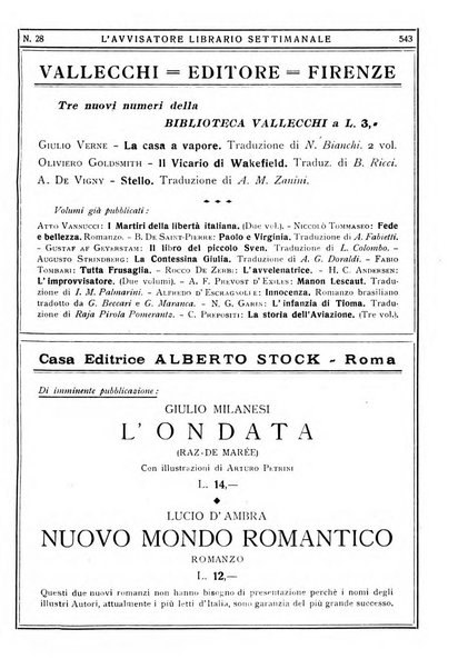 L'avvisatore librario settimanale bollettino bibliografico