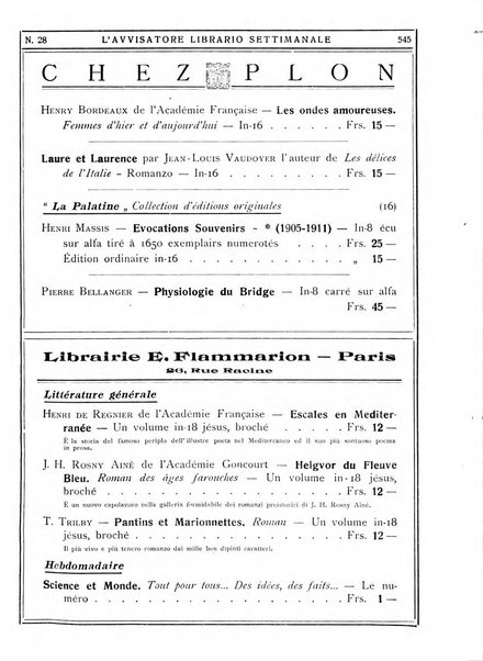 L'avvisatore librario settimanale bollettino bibliografico