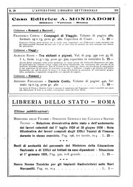 L'avvisatore librario settimanale bollettino bibliografico