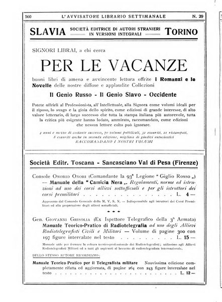 L'avvisatore librario settimanale bollettino bibliografico