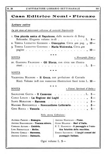 L'avvisatore librario settimanale bollettino bibliografico